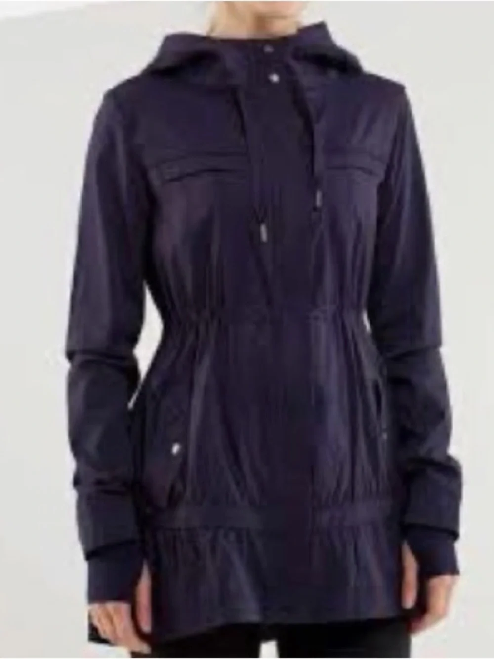 lululemon athletica Navy Hooded Trench Coat